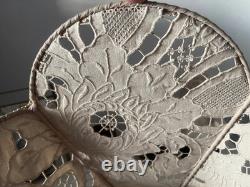 Large Lace Lampshade, Beige Perforated Fan-Shaped Light, Vintage