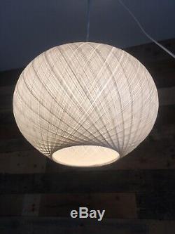 Large Retro 60's 70's White Spun Woven Fibreglass Ufo Ceiling Light Lamp Shade