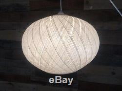 Large Retro 60's 70's White Spun Woven Fibreglass Ufo Ceiling Light Lamp Shade