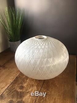 Large Retro 60's 70's White Spun Woven Fibreglass Ufo Ceiling Light Lamp Shade