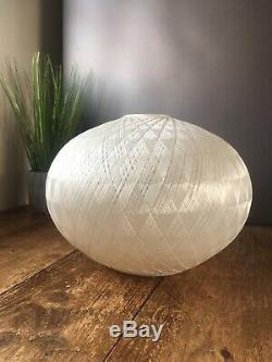 Large Retro 60's 70's White Spun Woven Fibreglass Ufo Ceiling Light Lamp Shade