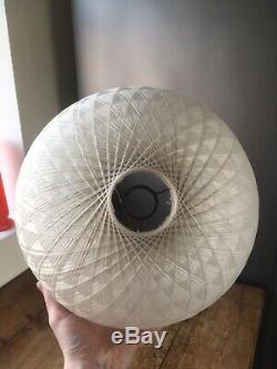 Large Retro 60's 70's White Spun Woven Fibreglass Ufo Ceiling Light Lamp Shade