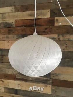 Large Retro 60's 70's White Spun Woven Fibreglass Ufo Ceiling Light Lamp Shade