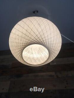 Large Retro 60's 70's White Spun Woven Fibreglass Ufo Ceiling Light Lamp Shade