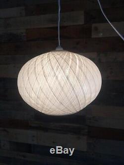 Large Retro 60's 70's White Spun Woven Fibreglass Ufo Ceiling Light Lamp Shade