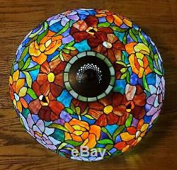 Large Tiffany Style Stained Glass Lamp Shade 20 Vintage, Beautiful Colors