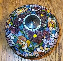 Large Tiffany Style Stained Glass Lamp Shade 20 Vintage, Beautiful Colors