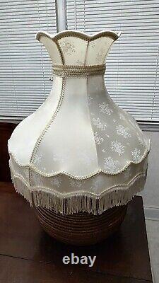 Large Victorian Brocade Lamp Shade 20W X 20H Fringed Silky VG Cond. Pre-Loved