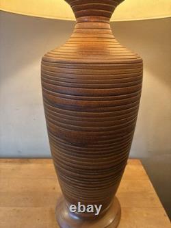 Large Vintage 1950-'60s Ceramic Art Pottery Table Lamp MCM With Original Shade