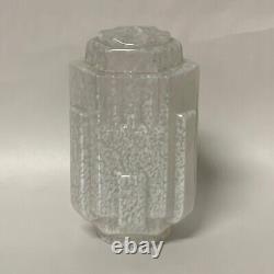 Large Vintage Art Deco Splatter Milk Clear Glass Skyscraper Lamp Shade