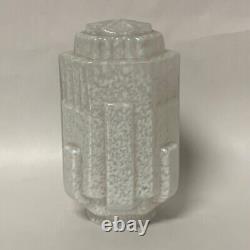 Large Vintage Art Deco Splatter Milk Clear Glass Skyscraper Lamp Shade