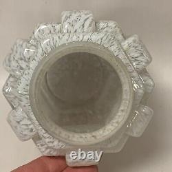 Large Vintage Art Deco Splatter Milk Clear Glass Skyscraper Lamp Shade