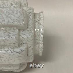 Large Vintage Art Deco Splatter Milk Clear Glass Skyscraper Lamp Shade