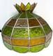 Large Vintage Leaded Stained Glass Pineapple Ceiling Light Lamp Shade Green & Am