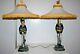 Large Vintage Mid Century Oriental/asian Man Woman Chalkware Table Lamps/shades