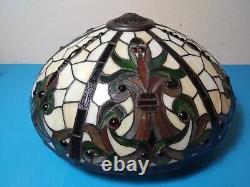 Large Vintage Stain Glass lamp Shade 17 Inches Round