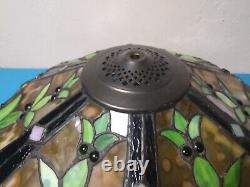 Large Vintage Tiffany Style Leaded Stain Glass lamp Shade 18 Inches Round