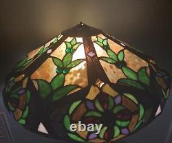 Large Vintage Tiffany Style Stain Glass lamp Shade 18 Inches Round