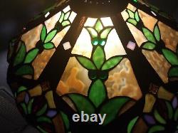 Large Vintage Tiffany Style Stain Glass lamp Shade 18 Inches Round