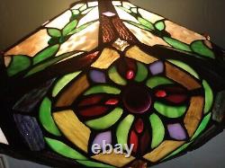 Large Vintage Tiffany Style Stain Glass lamp Shade 18 Inches Round