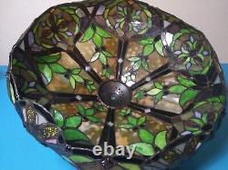 Large Vintage Tiffany Style Stain Glass lamp Shade 18 Inches Round