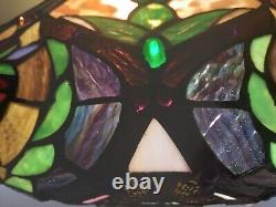 Large Vintage Tiffany Style Stain Glass lamp Shade 18 Inches Round