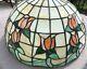 Large Vintage Tiffany Style Stained Glass Lamp Shade 16 Slag With Lead Roses