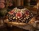 Large Vintage Tiffany Style Stained Glass Lamp Shade Floral 24 Inch