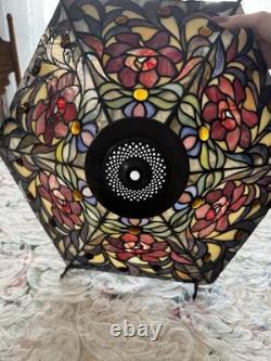 Large Vintage Tiffany Style Stained Glass Lamp Shade Floral 24 Inch