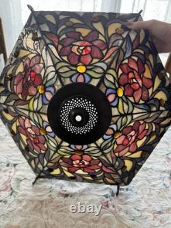 Large Vintage Tiffany Style Stained Glass Lamp Shade Floral 24 Inch