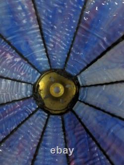 Large Vtg Stained Glass Lamp Shade Pink & Violet