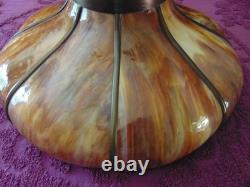 Large antique CURVED SLAG GLASS LAMP SHADE 16 panel11 1/4 tall x 21 round