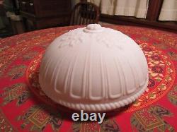 Large antique/vtg ART DECO NOUVEAU Milk Glass CEILING LIGHT SHADE. 10 fitter