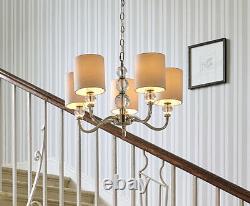 Laura Ashley Selby 5 Arm Chandelier with Mocha Drum Shades