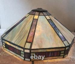 Leaded Glass MISSION Shade Lamp part ARTS and CRAFTS vtg Prairie school 13-1/4