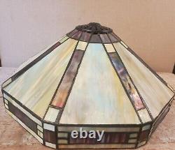 Leaded Glass MISSION Shade Lamp part ARTS and CRAFTS vtg Prairie school 13-1/4