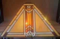 Leaded Glass MISSION Shade Lamp part ARTS and CRAFTS vtg Prairie school Big 15