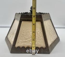 Lithophane Lamp Shade Mid-Century Vintage 6-Panel Children/ Home Scenes