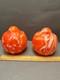 Lot 2 Orange Marble Lamp Shades Globes Retro Vintage Mcm Modern