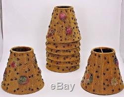 Lot 8 Sm Rose Chic Floral Fabric Victorian Vtg Style Lamp Shades Mini Chandelier