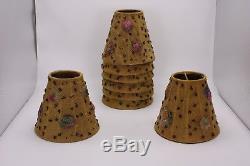Lot 8 Sm Rose Chic Floral Fabric Victorian Vtg Style Lamp Shades Mini Chandelier