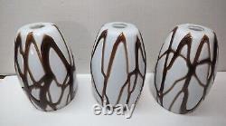 Lot Of 3 Vintage Heavy Art Deco Textured Art Glass Lamp Shade