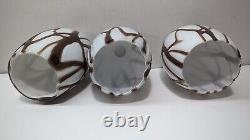 Lot Of 3 Vintage Heavy Art Deco Textured Art Glass Lamp Shade