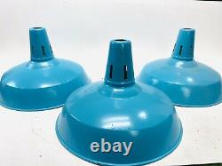 Lot Of 3 Vintage Porcelain Lamp Light Shade Gas Station Farm House Enamel Metal