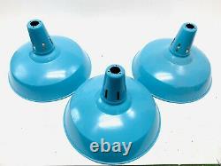 Lot Of 3 Vintage Porcelain Lamp Light Shade Gas Station Farm House Enamel Metal