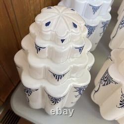 Lot Of 6 Large Vtg Milk Glass Art Deco Skyscraper B-day Cake Light Globes/shades
