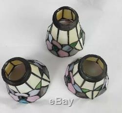 Lot of 3 Stained Glass Tiffany Style Pendant Lamp Shade Set Jeweled 5