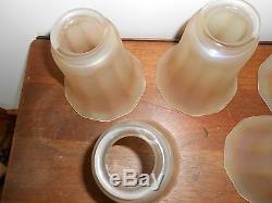 Lot of 6 Antique Vintage NUART Art Glass Iridescent Lamp Shades