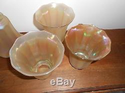 Lot of 6 Antique Vintage NUART Art Glass Iridescent Lamp Shades