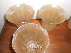 Lot of 6 Antique Vintage NUART Art Glass Iridescent Lamp Shades